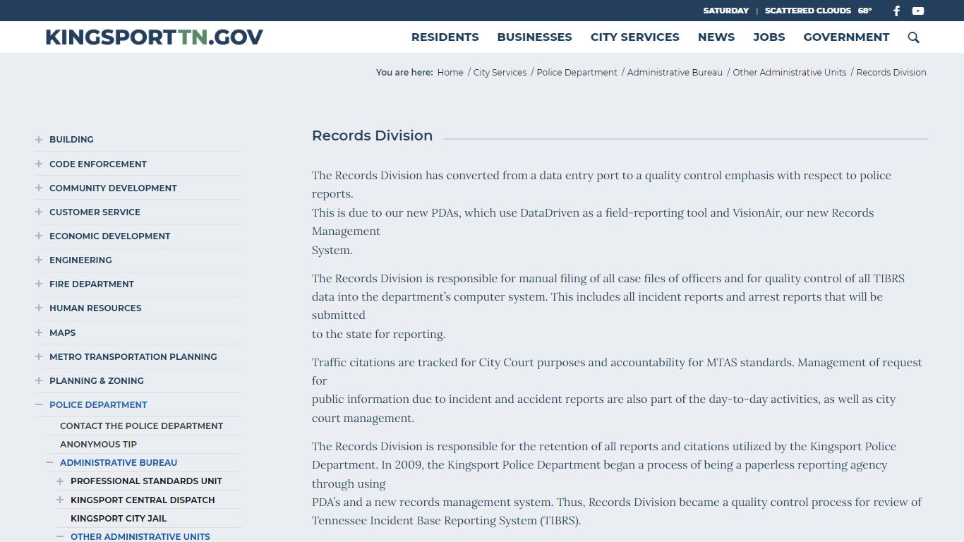 Records Division – Kingsport, TN